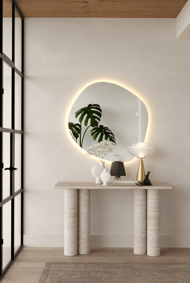 Willow Frameless Irregular Square Wall Mirror with Backlit LED (3 Sizes)