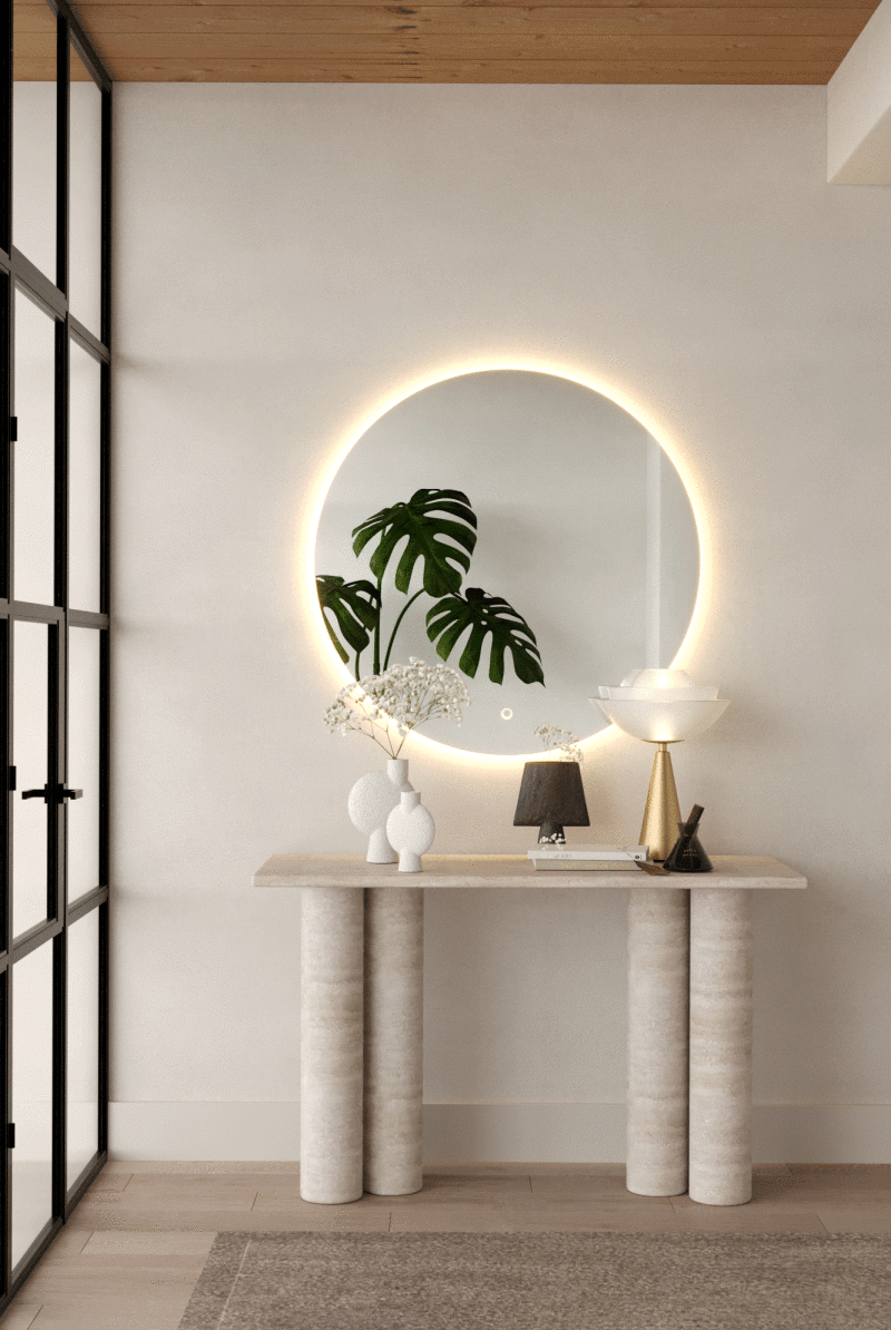 Frameless Round Wall Mirror with Backlit LED (4 Sizes)