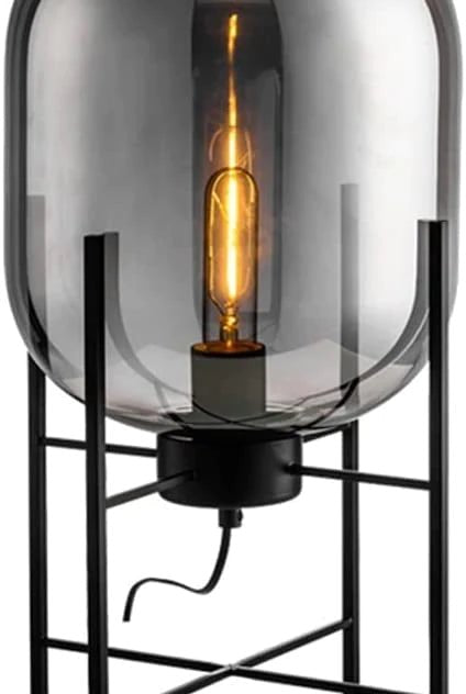 Round Glass Table Lamp with Black Legs Home Homekode