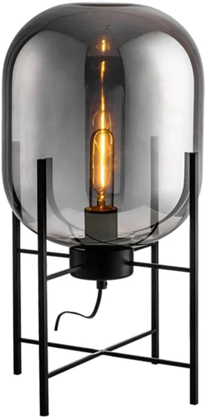 Round Glass Table Lamp with Black Legs Home Homekode