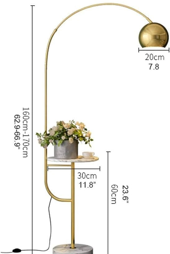 Gold arched Floor Lamp With Side Table Homekode