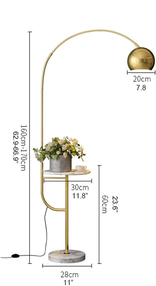 Gold arched Floor Lamp With Side Table Homekode