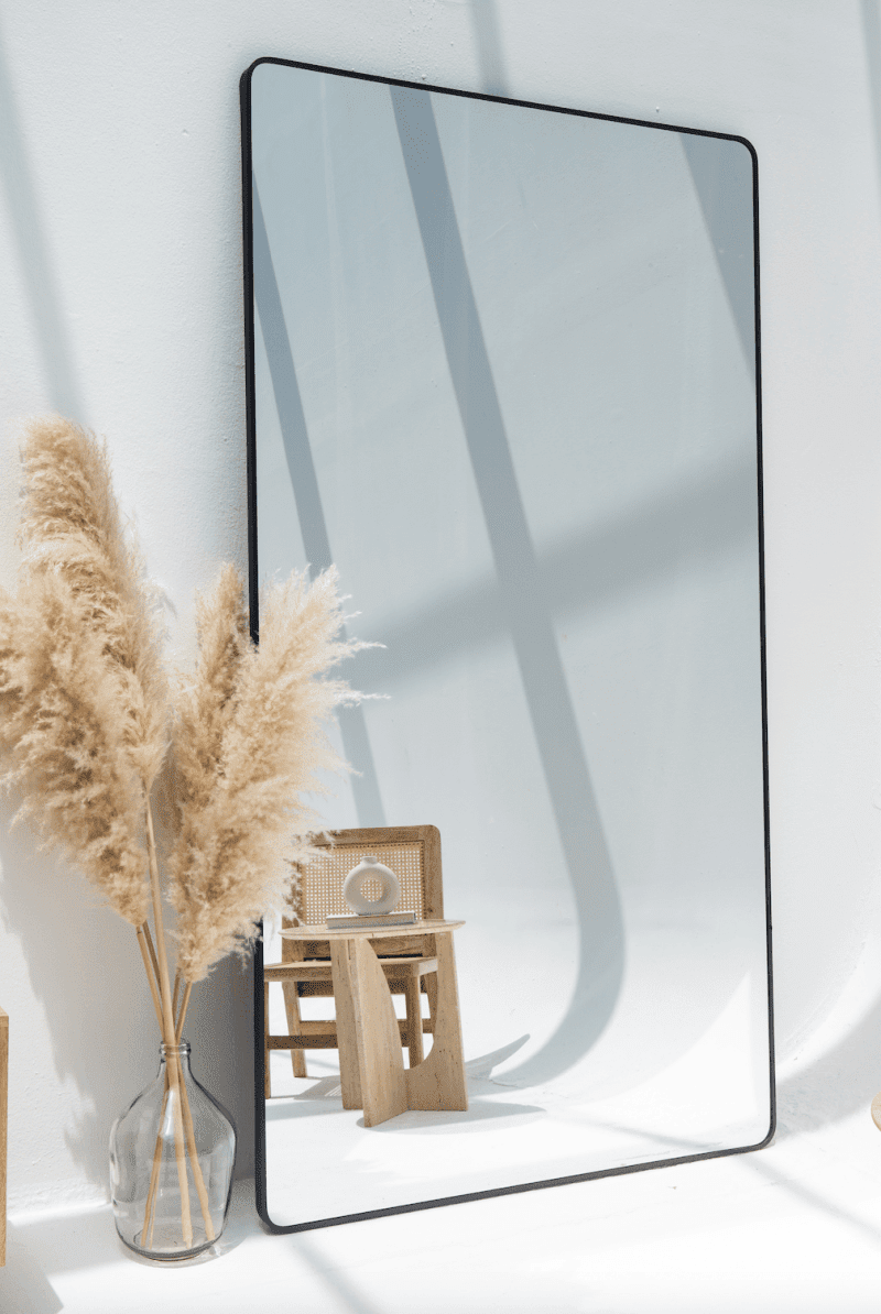 Adeline Rounded Corners Rectangular Black Mirror (220x120 CM) Mirrors Homekode