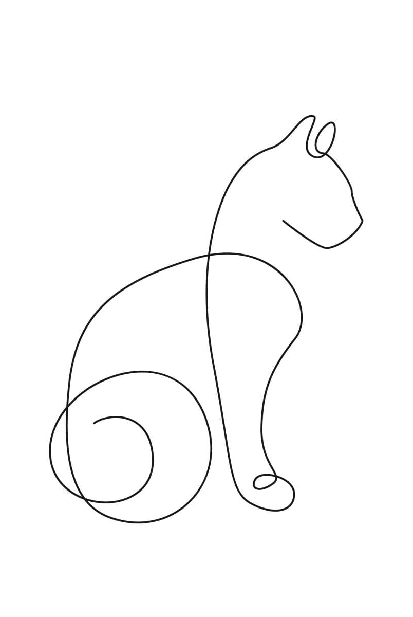 Cat Sitting Continuous Line Wall