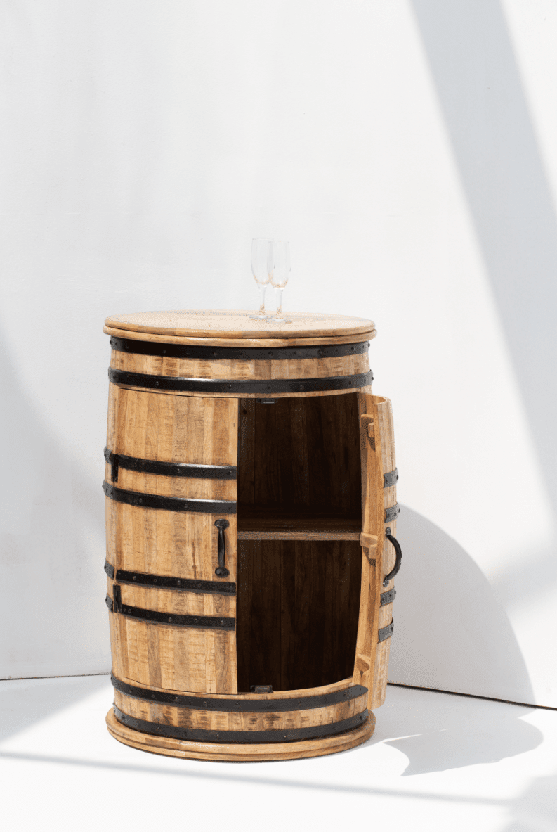 Alani Industrial Barrel Cocktail Cabinet (100x65CM)