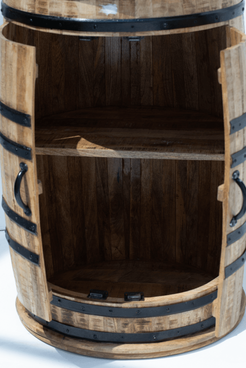 Alani Industrial Barrel Cocktail Cabinet (100x65CM)