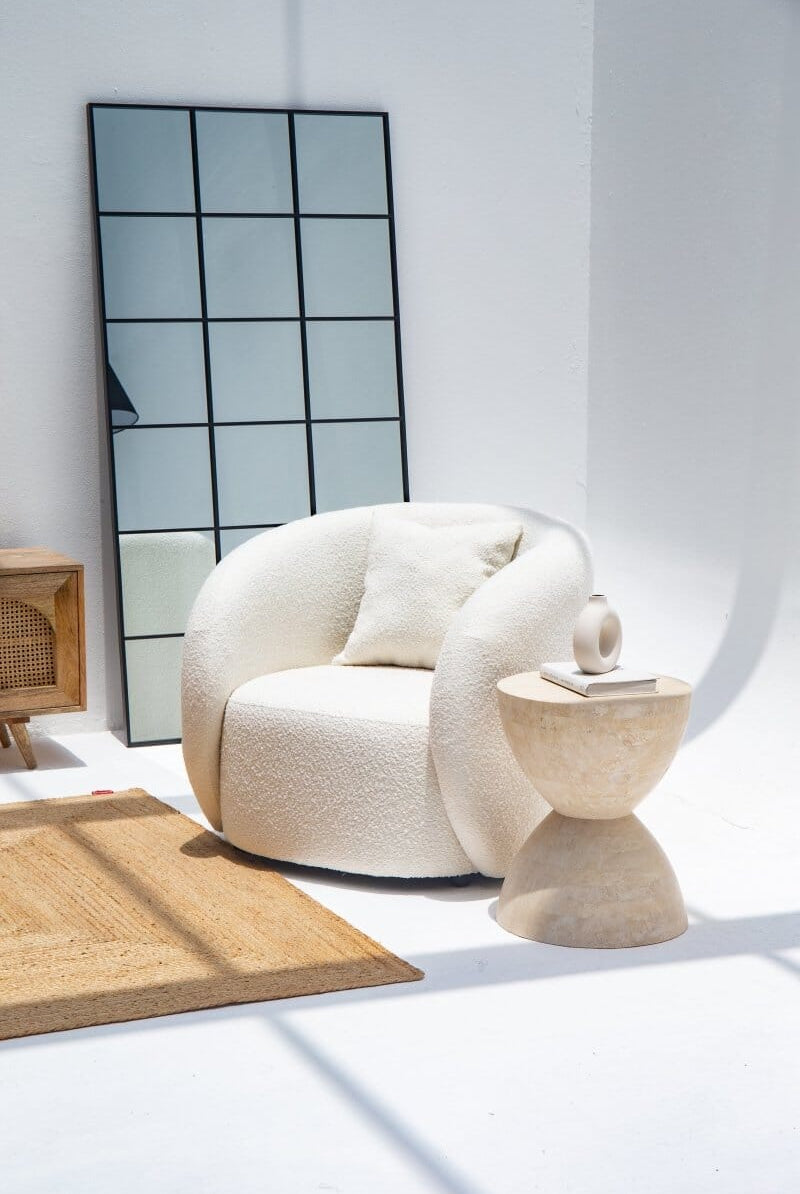 Amanti Off White Boucle Lounge Sofa Chair