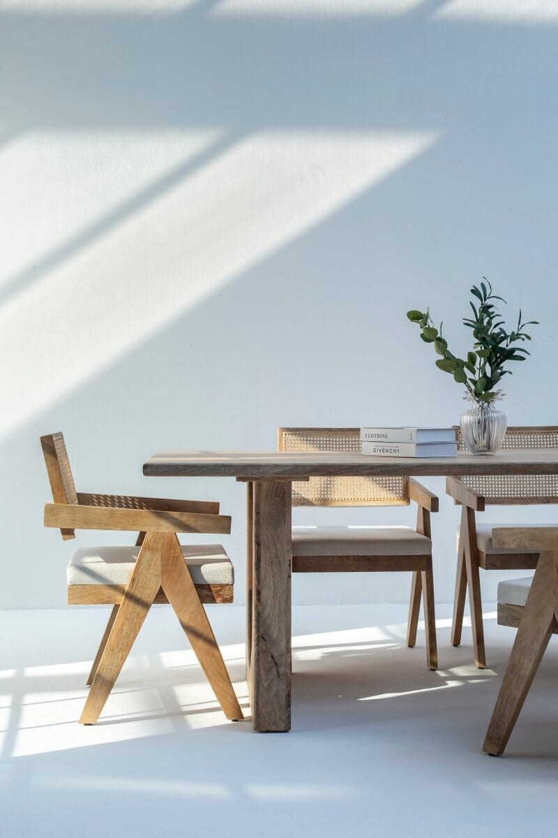 Arura Wood Rectangular Dining Table with Hollow Legs