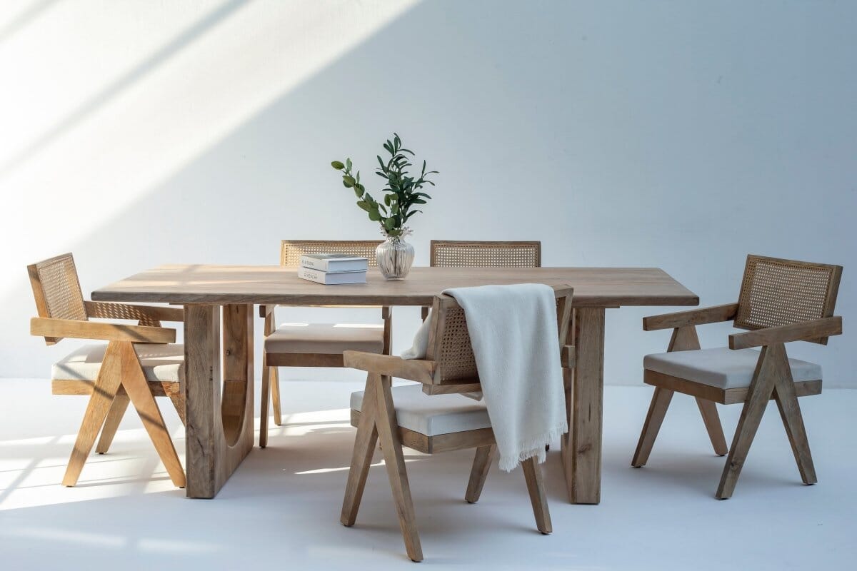 Arura Wood Rectangular Dining Table with Hollow Legs