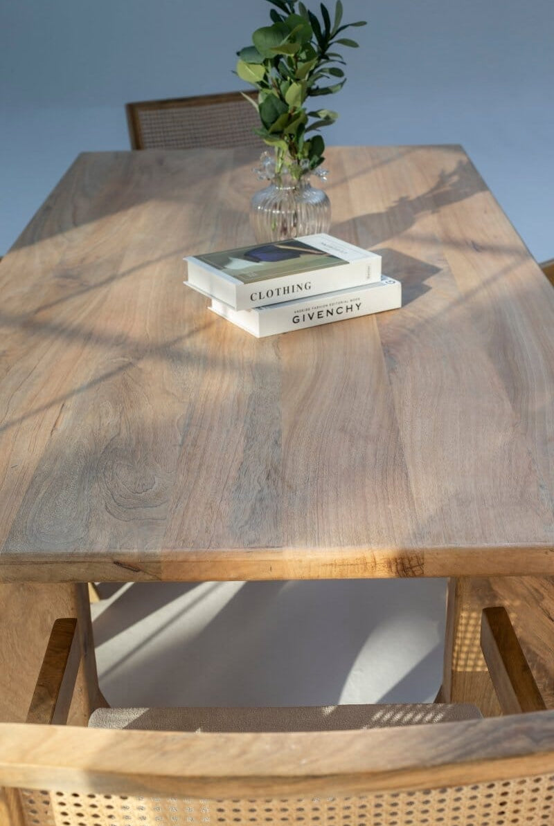 Arura Wood Rectangular Dining Table with Hollow Legs