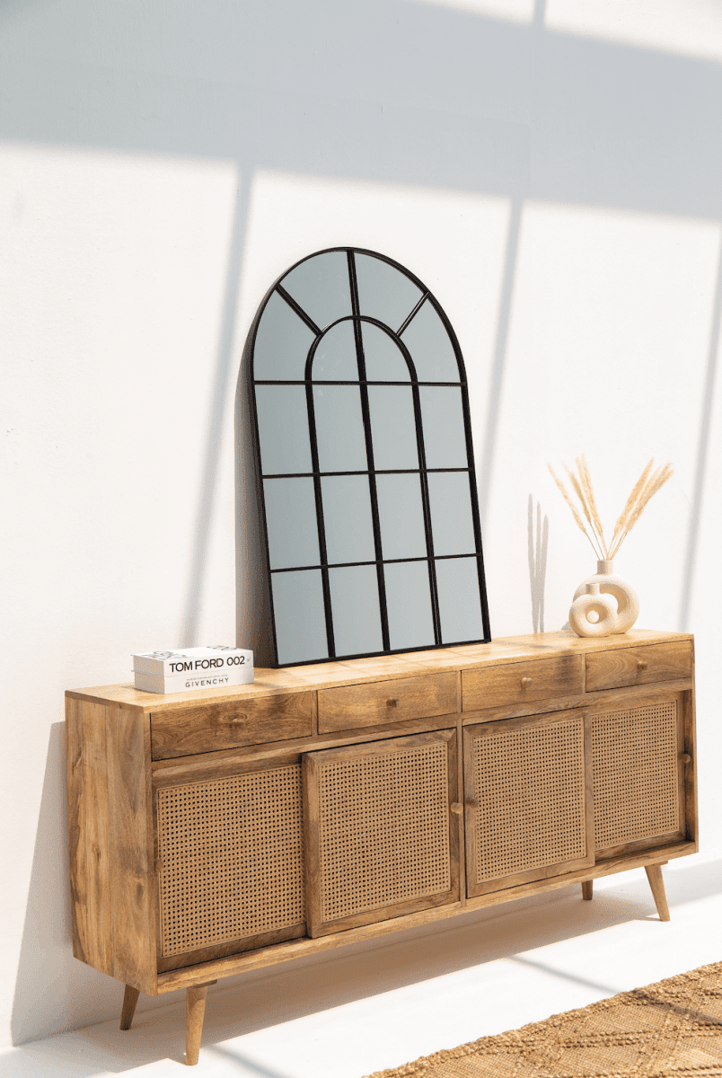 Astrid Black Window Arch Wall Mirror (120x80 CM)