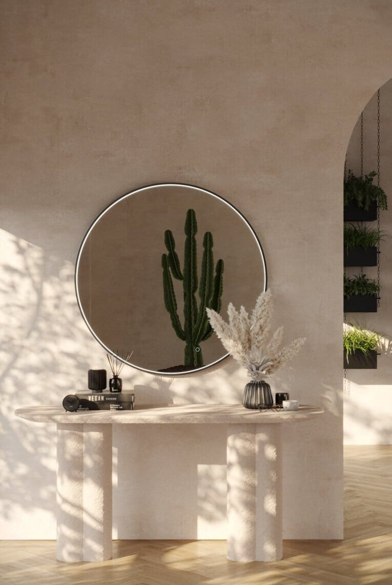 Maeve Black Round Mirror with Inner Fr LED (3 Sizes) Homekode