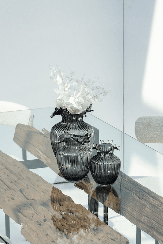 Black Tansparent Glass Wave Vase (3 Sizes)