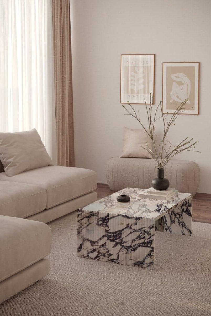 Geneva Viola Calacatta Marble U Shaped Coffee Table