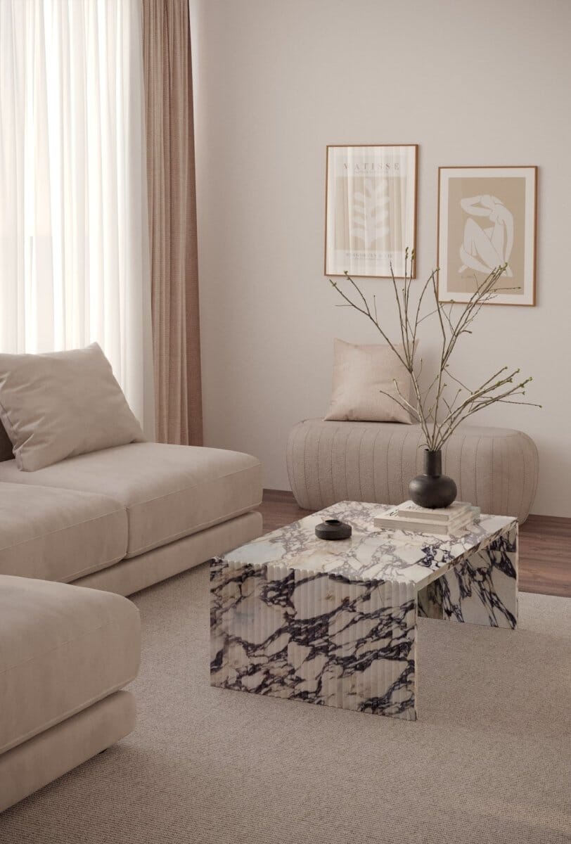 Geneva Viola Calacatta Marble U Shaped Coffee Table