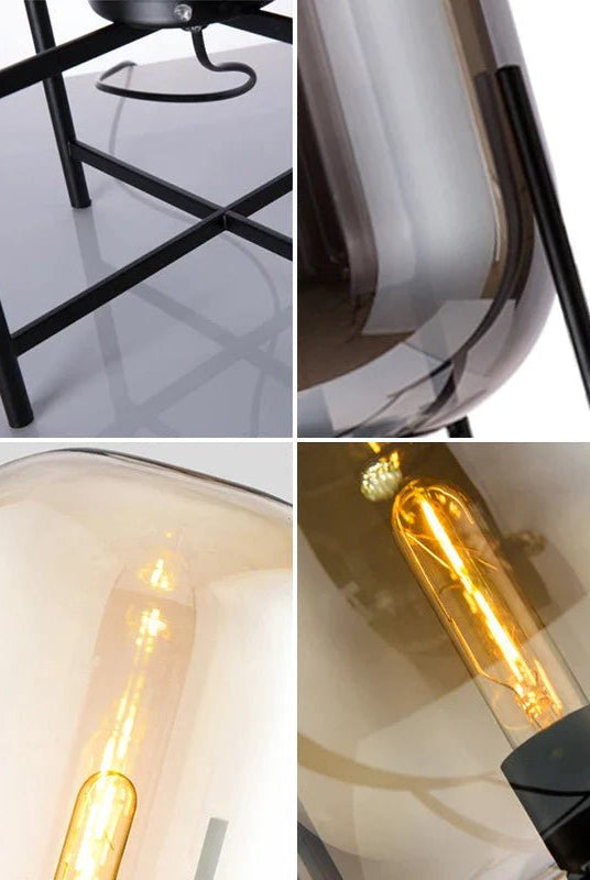 Round Glass Table Lamp with Black Legs Home Homekode