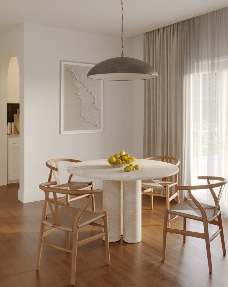 Ariel Round Beige Travertine Dining Table with Three Legs (3 Sizes)