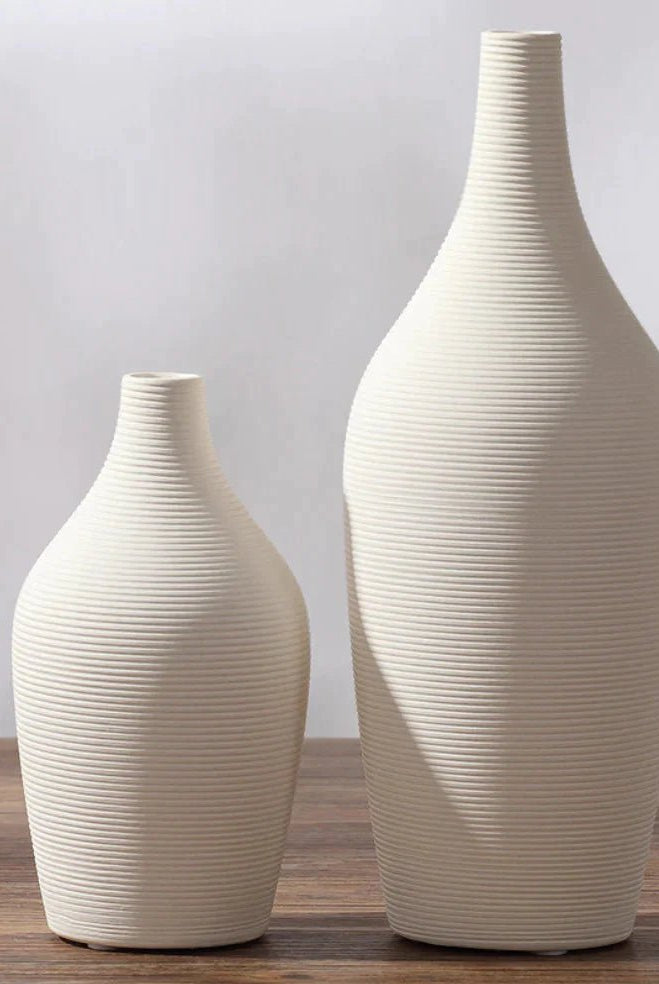 White Elongated Shape Ceramic Vase (2 Sizes)
