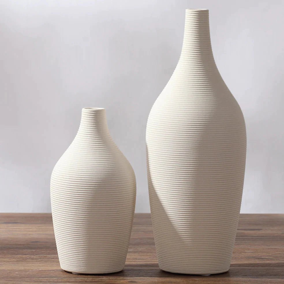 White Elongated Shape Ceramic Vase (2 Sizes)