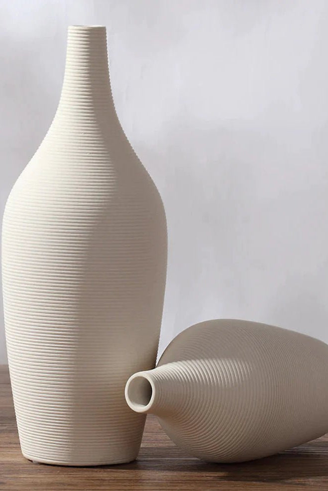 White Elongated Shape Ceramic Vase (2 Sizes)