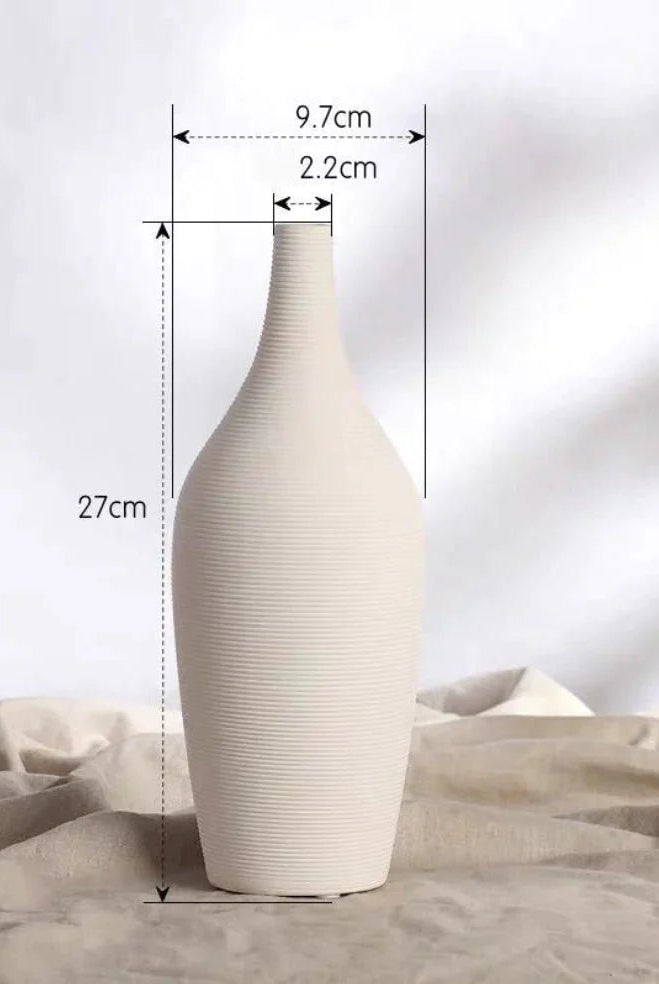 White Elongated Shape Ceramic Vase (2 Sizes)