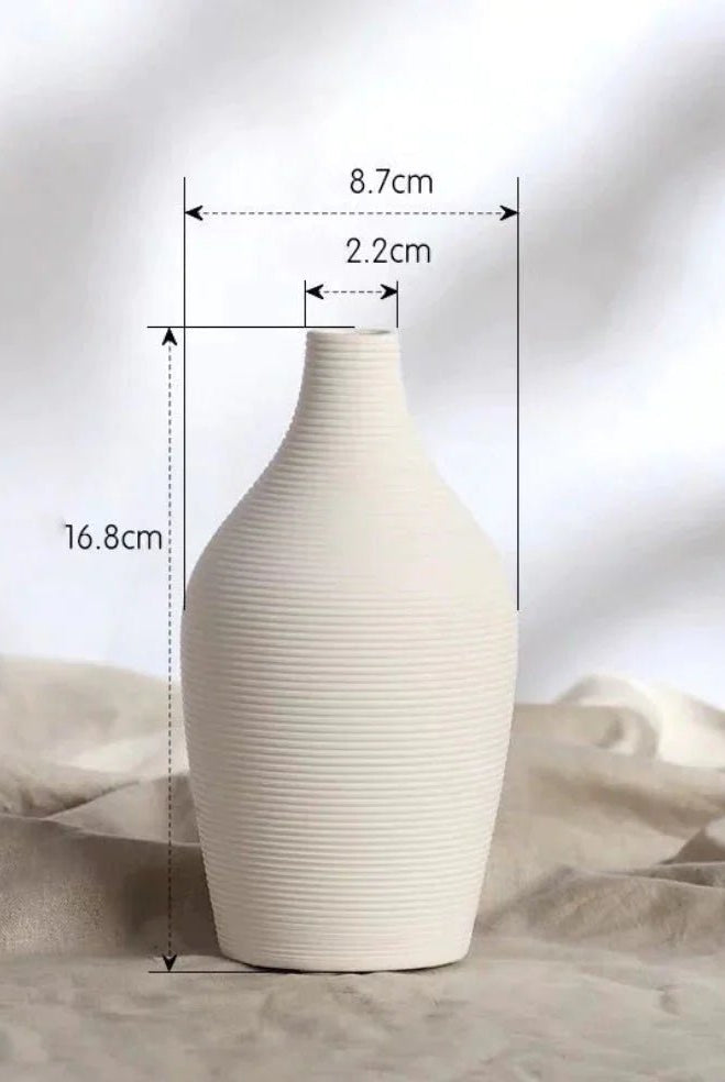 White Elongated Shape Ceramic Vase (2 Sizes)