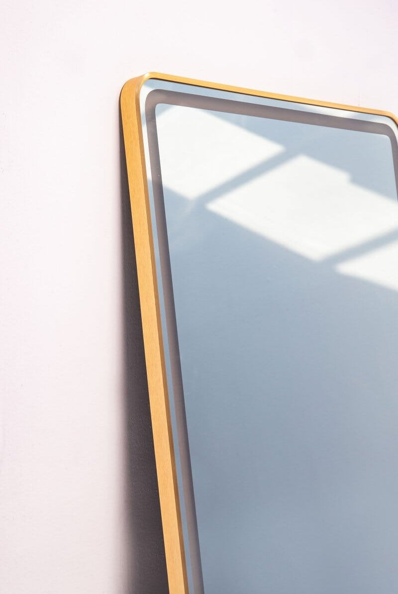 Kayla Gold Fe LED Rectangle Mirror with Rounded Corners (7 Sizes) Mirrors Homekode