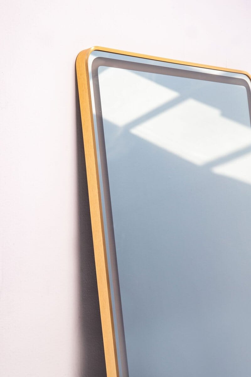 Kayla Gold Fe LED Rectangle Mirror with Rounded Corners (7 Sizes) Mirrors Homekode