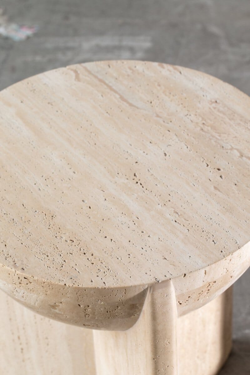 Renata Travertine Pedestal Side Table (38x50 CM) Homekode