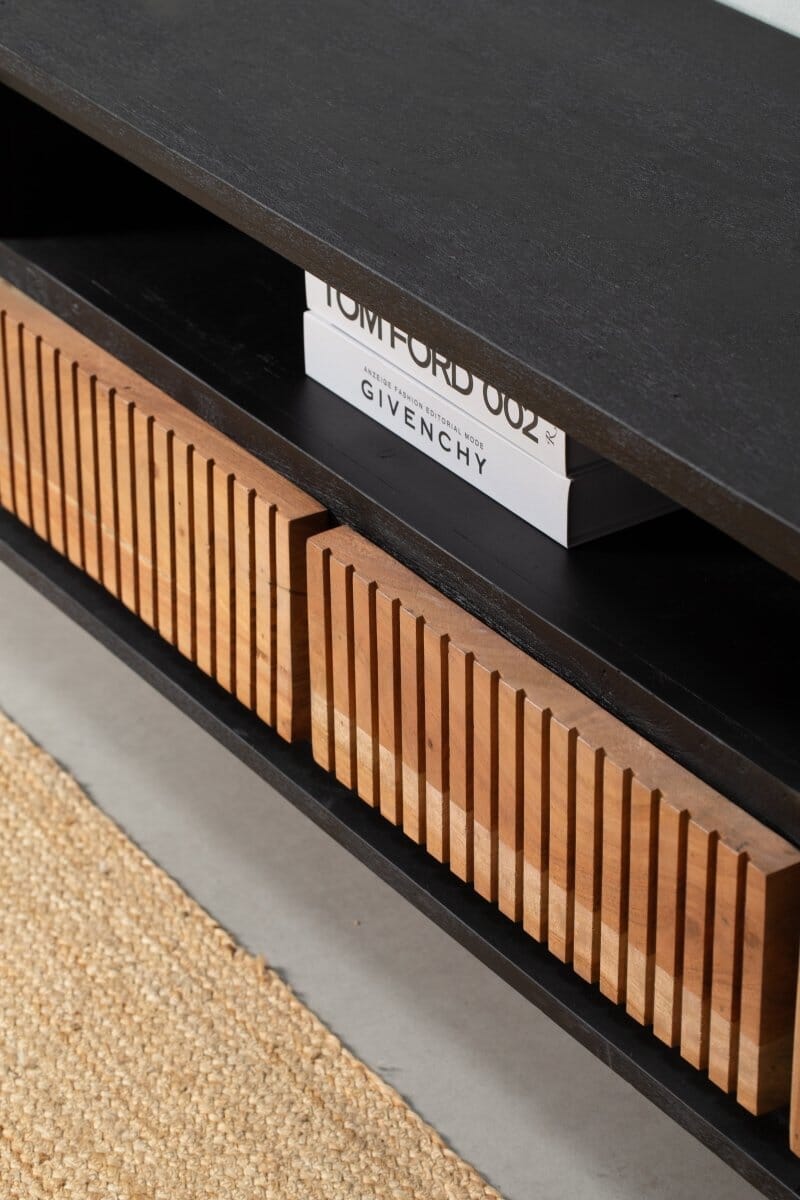 Addison Two Doors with four drawers Slat Media Console Homekode