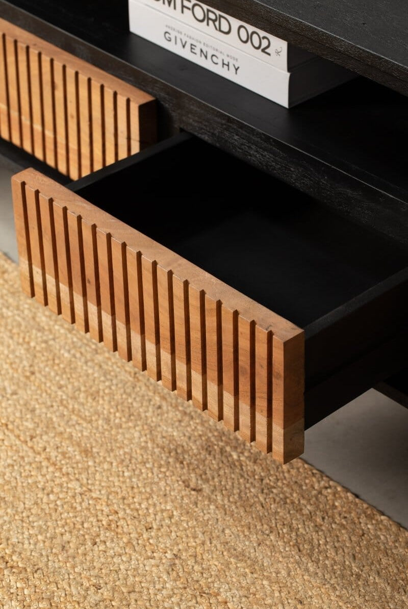 Addison Two Doors with four drawers Slat Media Console Homekode