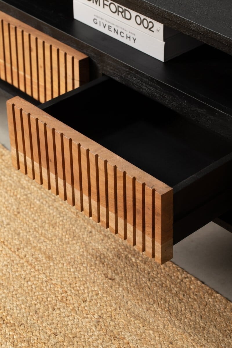 Addison Two Doors with four drawers Slat Media Console Homekode