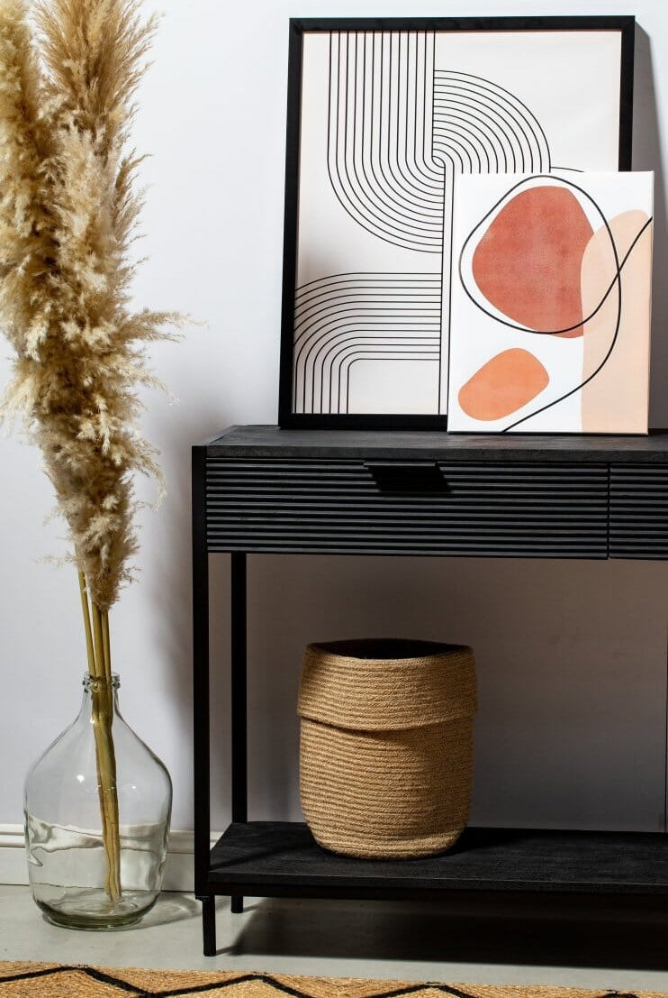 Black Two Drawer Wooden Console Homekode