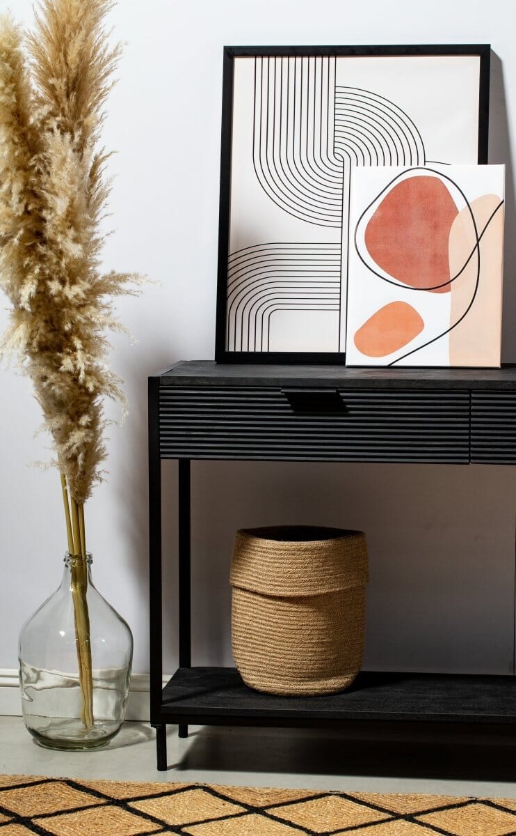 Black Two Drawer Wooden Console Homekode