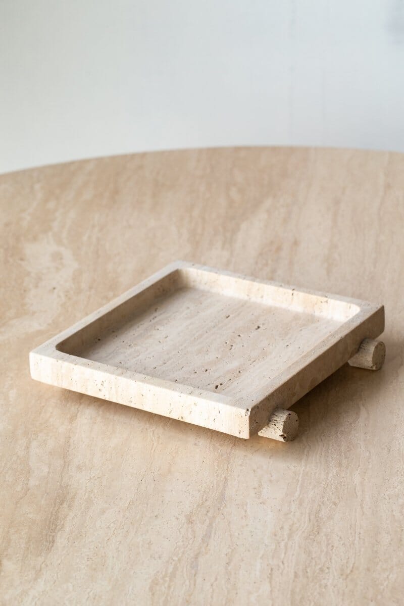 Elevated Travertine Tray with Borders