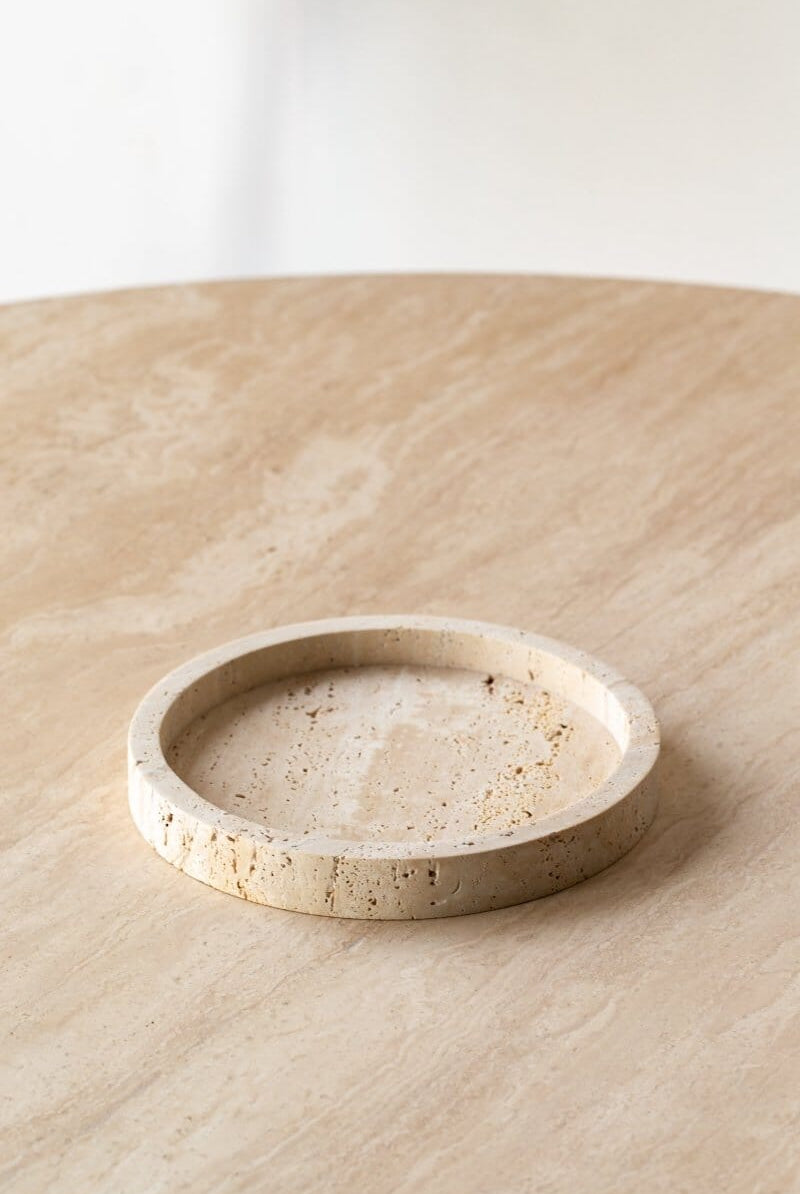 Travertine Round Tray With Borders (2 Sizes)