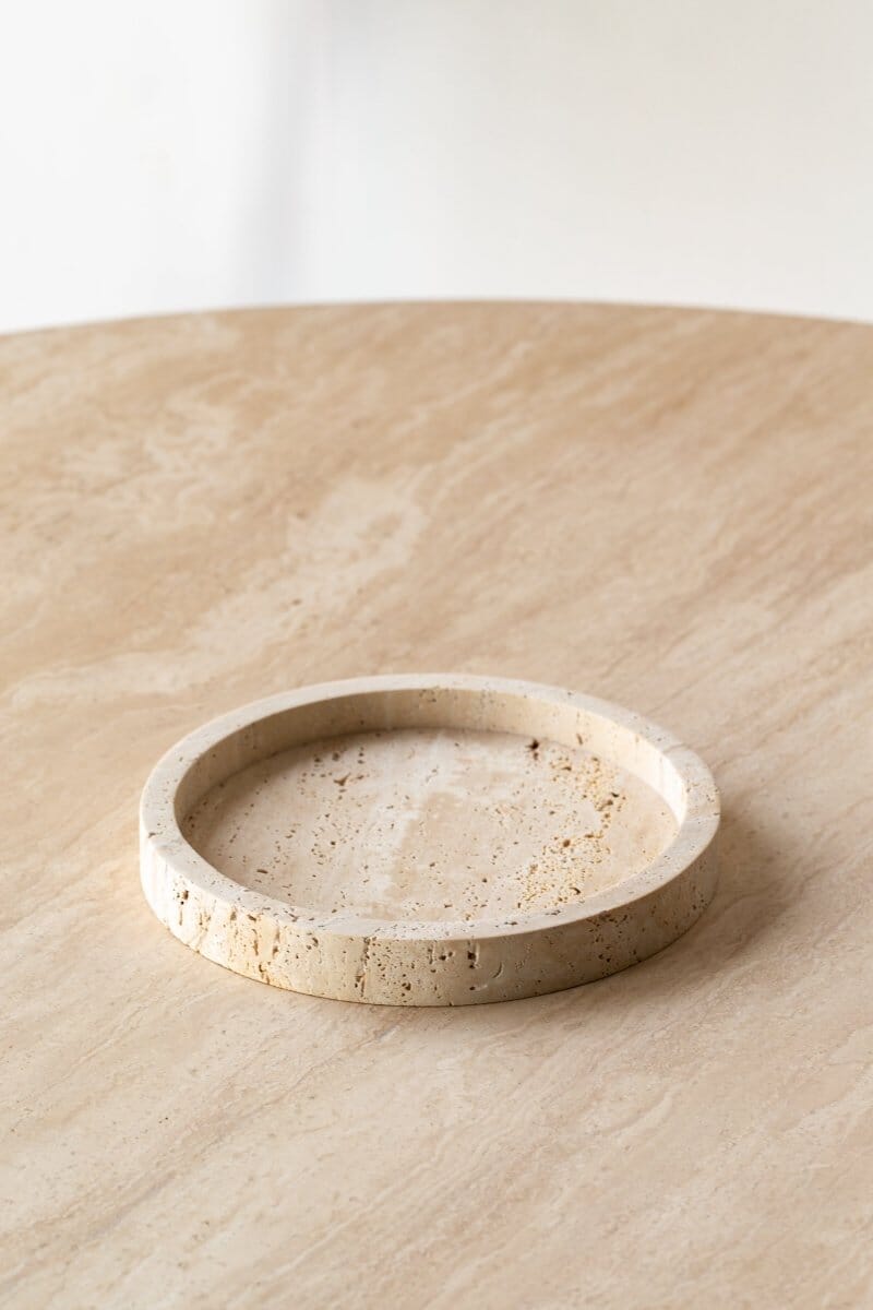 Travertine Round Tray With Borders (2 Sizes)