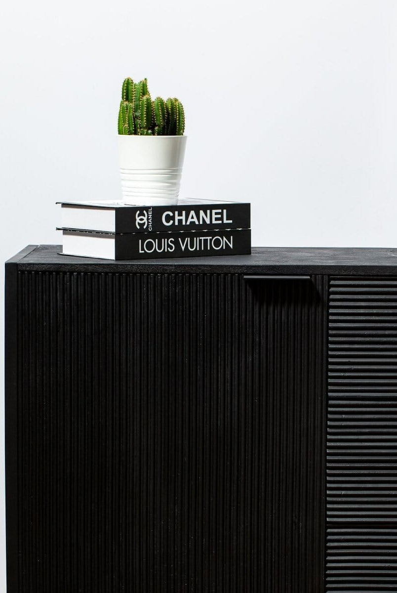 Black 3 Drawers & 3 Doors Sideboard Homekode