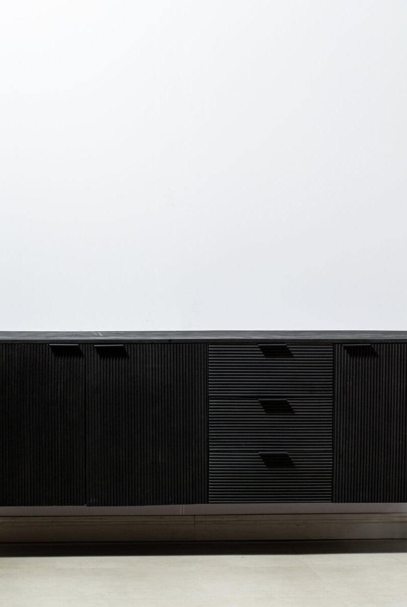 Black 3 Drawers & 3 Doors Sideboard Homekode