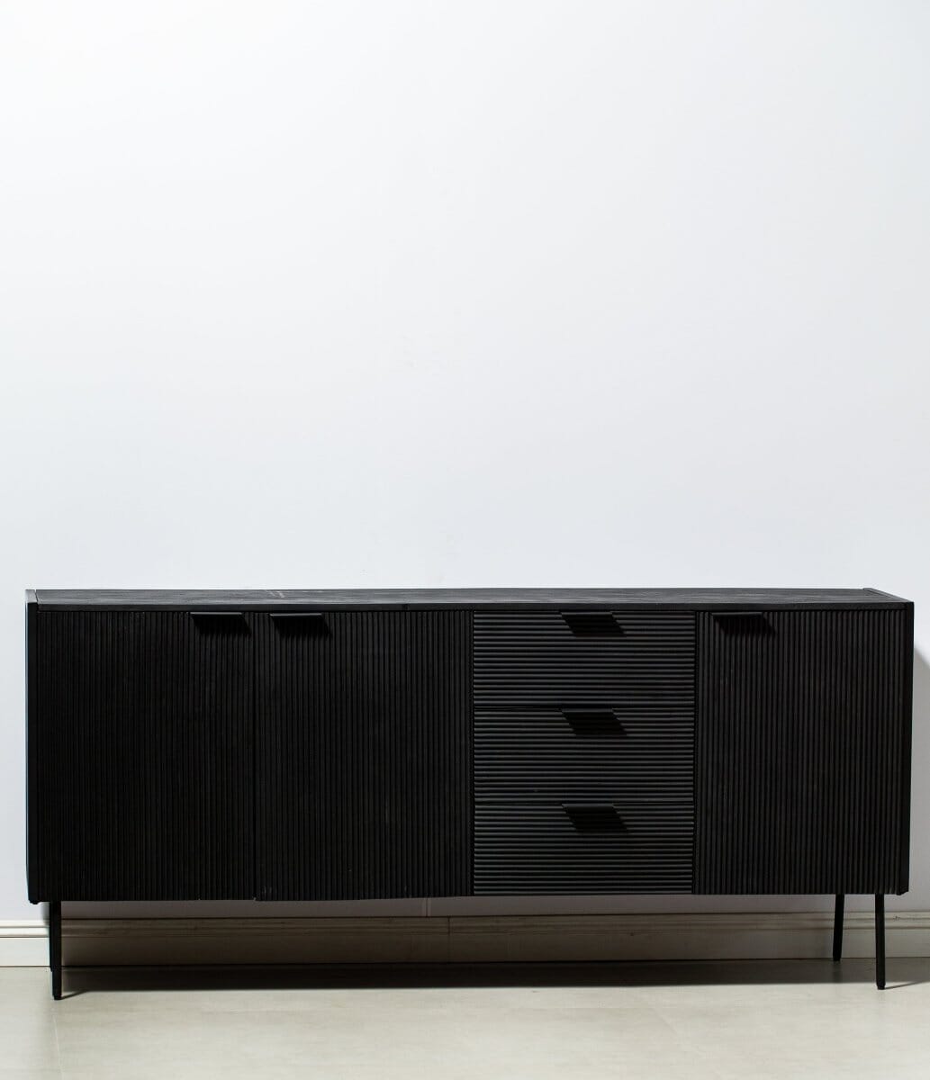 Black 3 Drawers & 3 Doors Sideboard Homekode