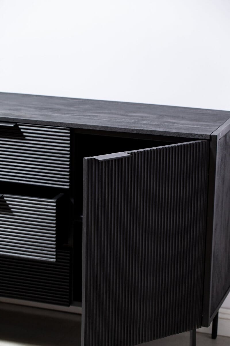 Black 3 Drawers & 3 Doors Sideboard Homekode