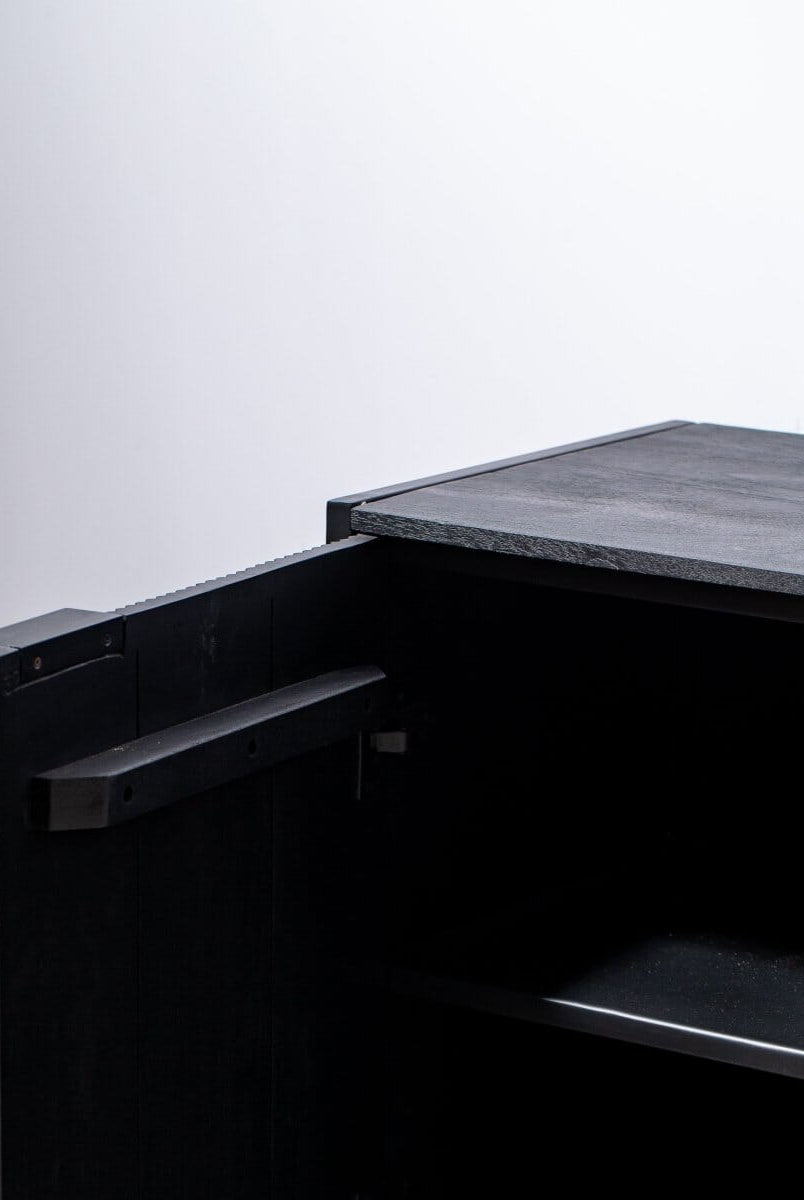 Black 3 Drawers & 3 Doors Sideboard Homekode