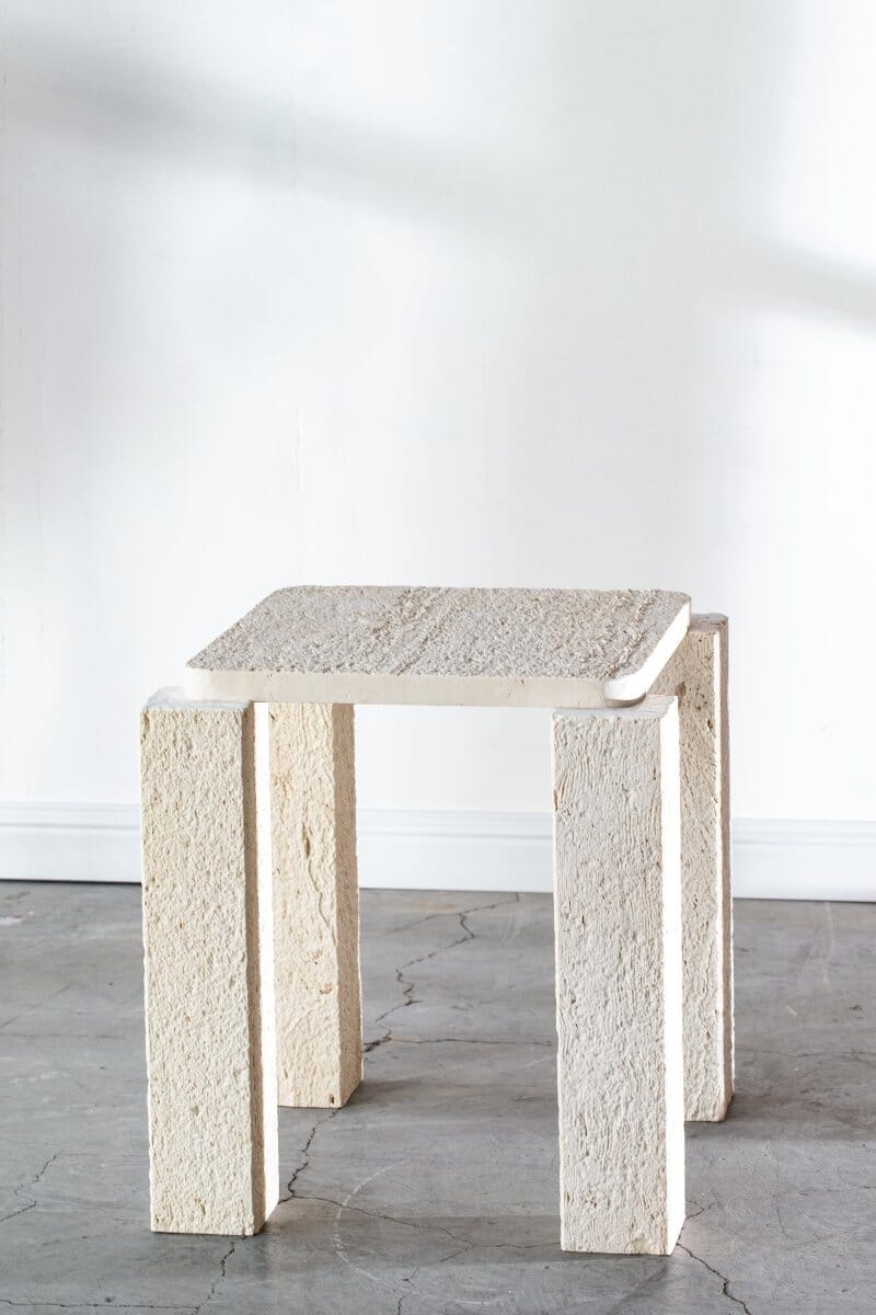 Penelope Organic Shaped Travertine Side Table Homekode