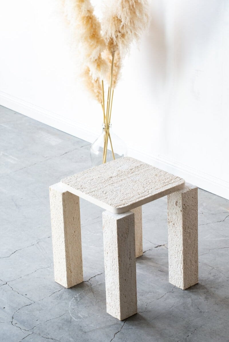 Penelope Organic Shaped Travertine Side Table