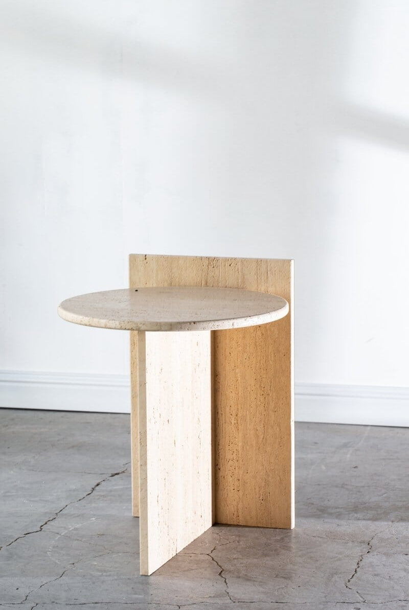 Oasis Travertine Round Top Side Table Homekode