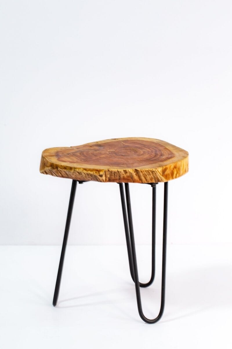 Tree Stump Side Table with Hairpin Legs Homekode