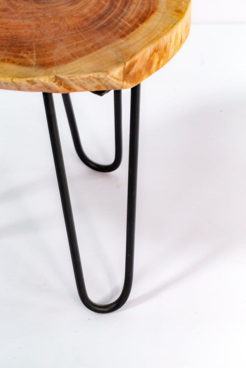 Tree Stump Side Table with Hairpin Legs Homekode