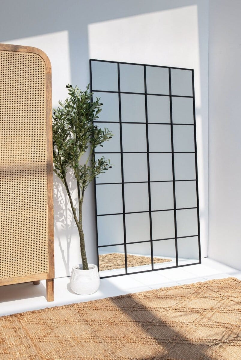 XL Black Rectangular Window Mirror (210x120 CM) Mirrors Homekode