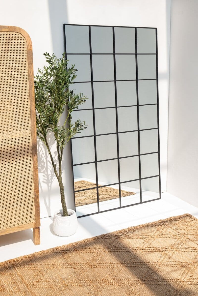 Freya XL Black Rectangular Window Mirror (210x120 CM) Mirrors Homekode