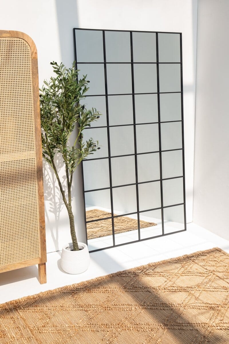 Freya XL Black Rectangular Window Mirror (210x120 CM) Mirrors Homekode
